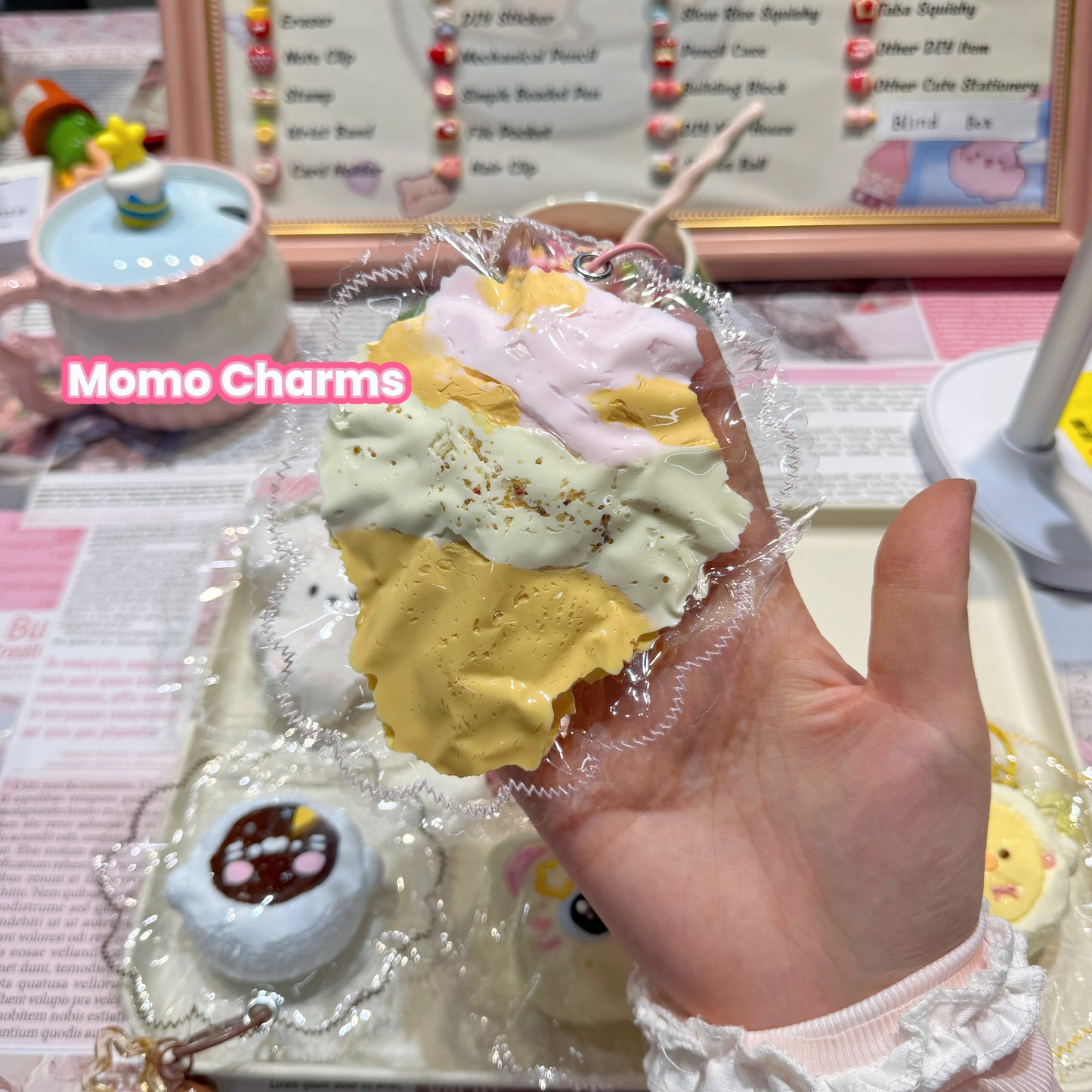 Pink & Yellow Ice Cream Silicone Squishy Toy