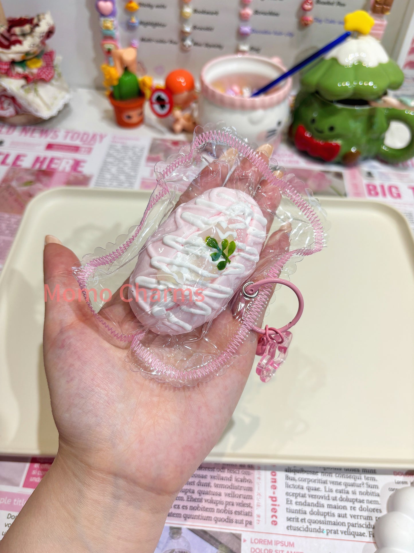 Peach Cream Bread Silicone Taba Squishy Toy