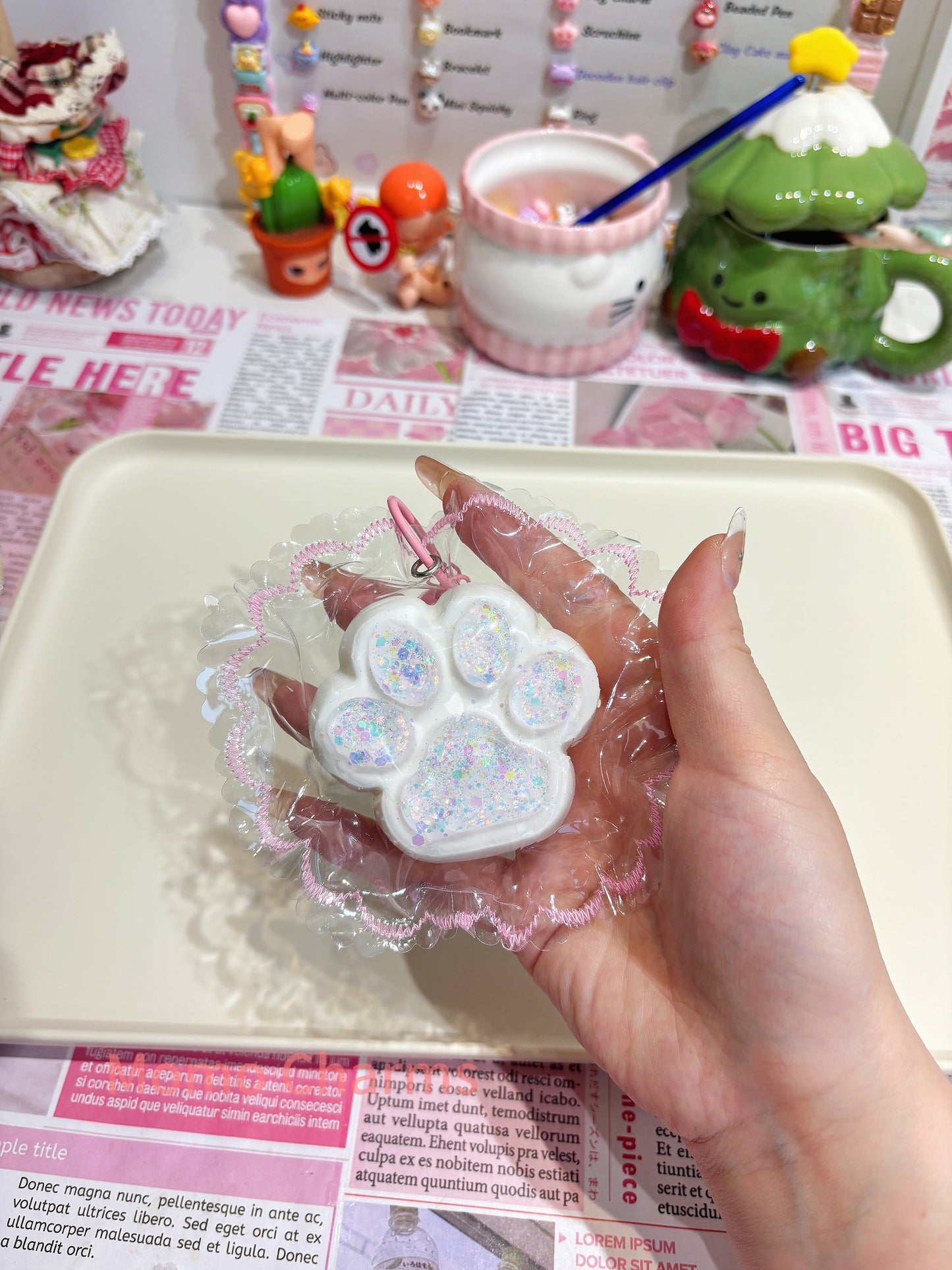 Glitter Paw Silicone Taba Squishy Toy