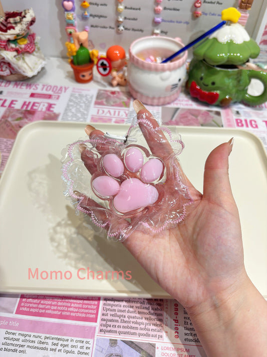 Clear Pink Paw Silicone Taba Squishy Toy