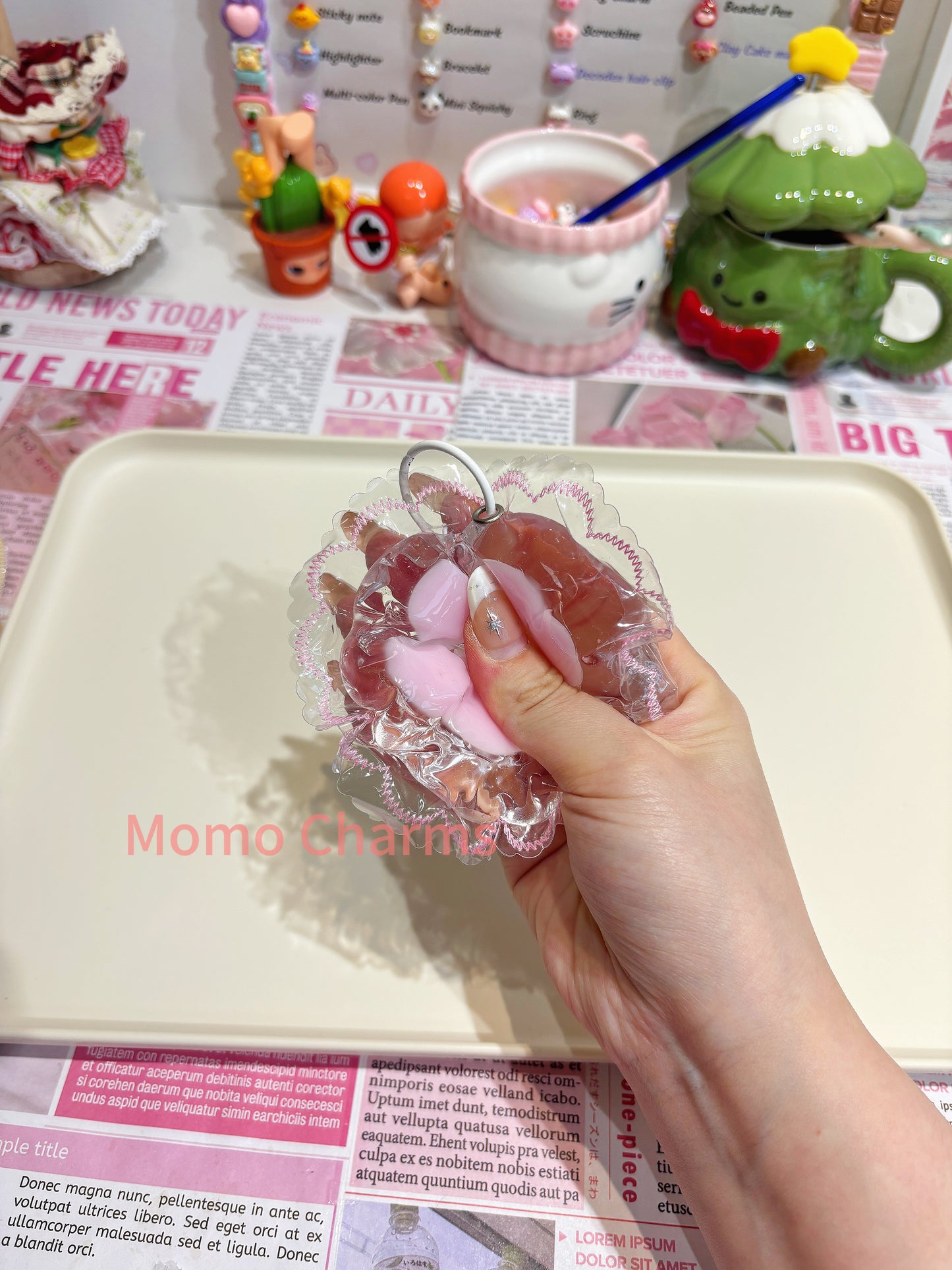 Clear Pink Paw Silicone Taba Squishy Toy