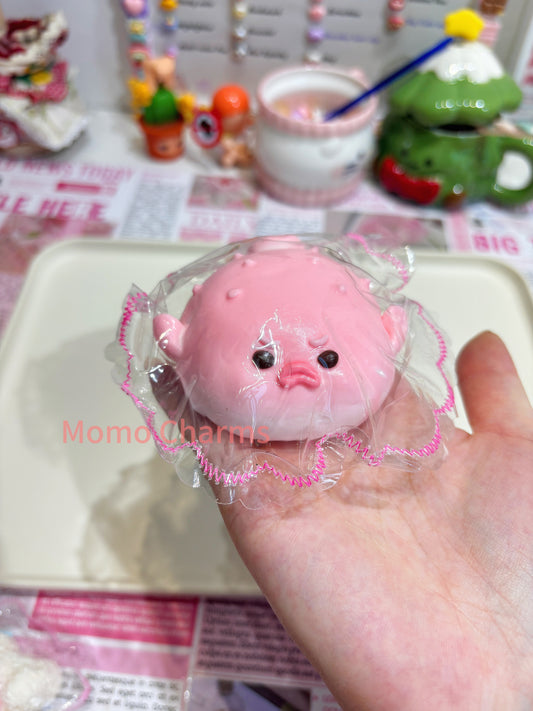 Pink Angry Pufferfish Silicone Taba Squishy Toy