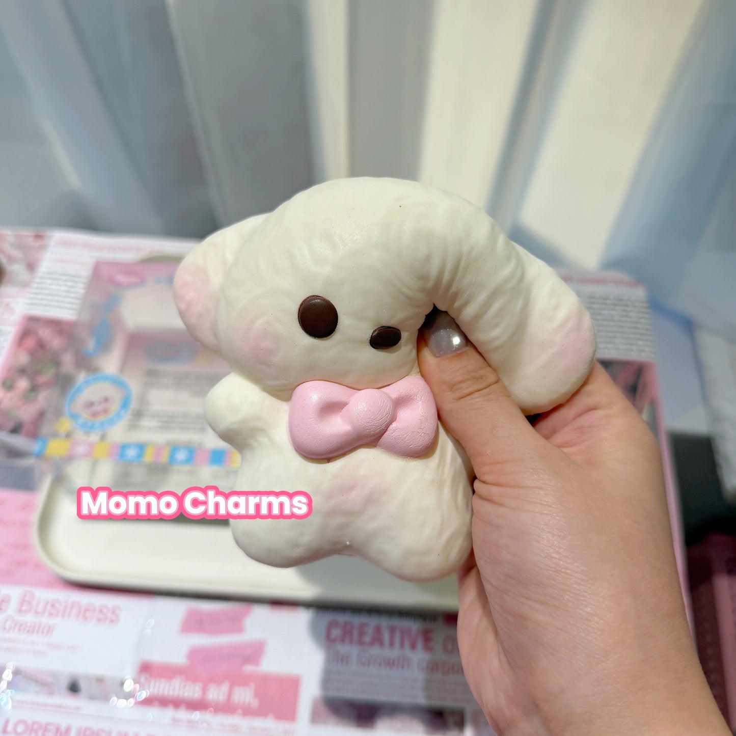 White Curly Puppy Slow-rise Squishy