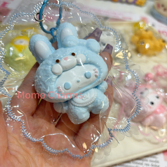 Pink & Blue Pajama Bunny Taba Squishy Toy