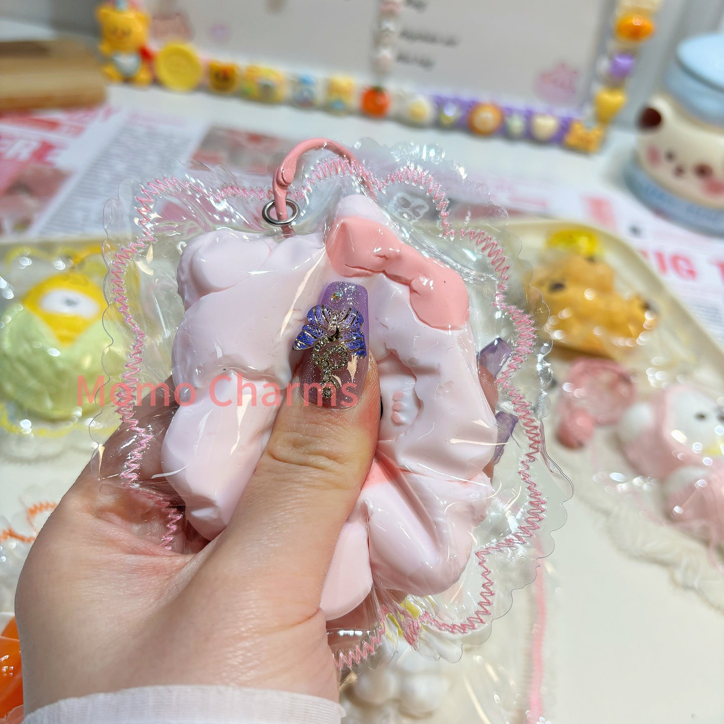 Pink & Blue Pajama Bunny Taba Squishy Toy