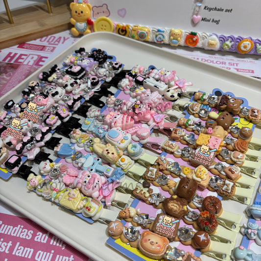 Handmade Decoden Cream Hair Clips