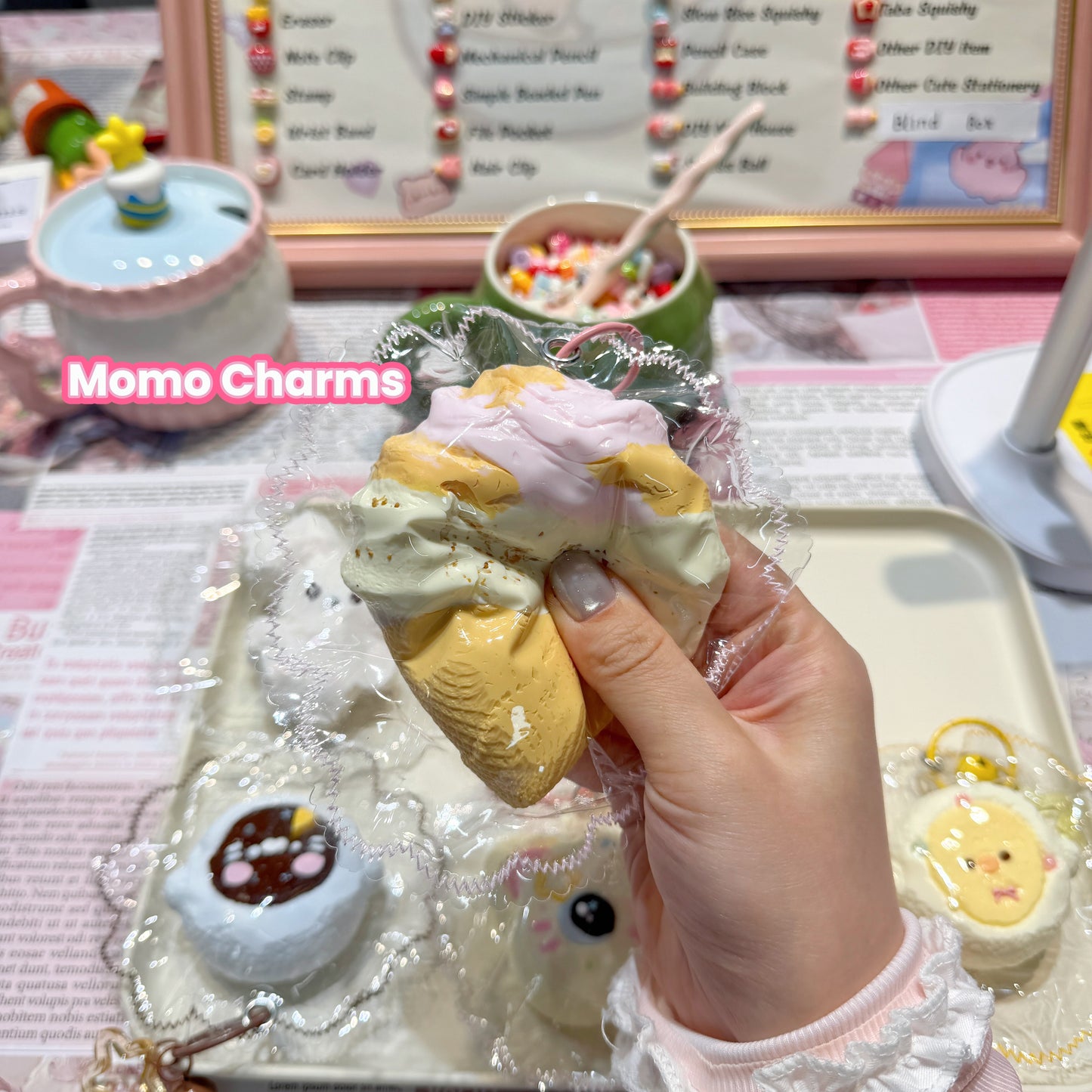 Pink & Yellow Ice Cream Silicone Squishy Toy
