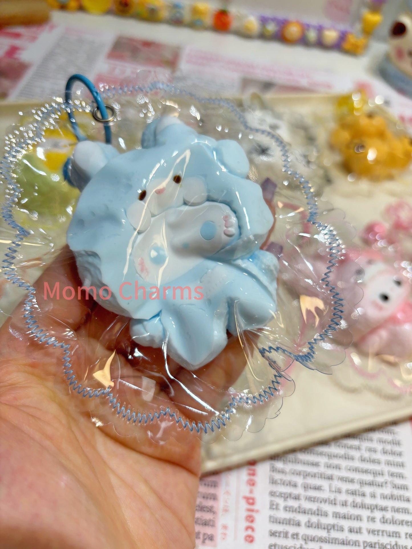Pink & Blue Pajama Bunny Taba Squishy Toy