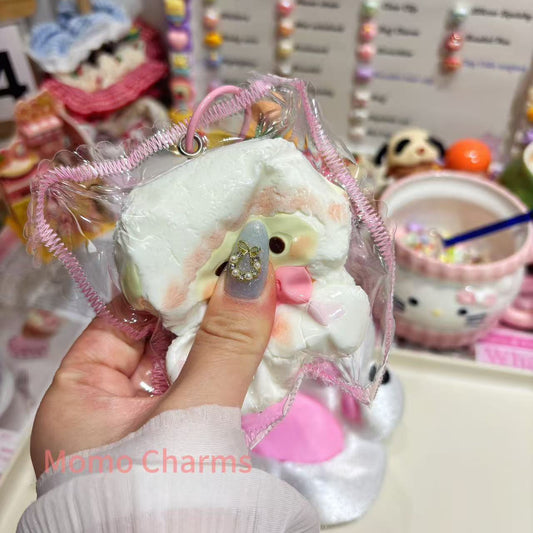 Cute Sheep with Pink Bow Silicone Taba Squishy Toy