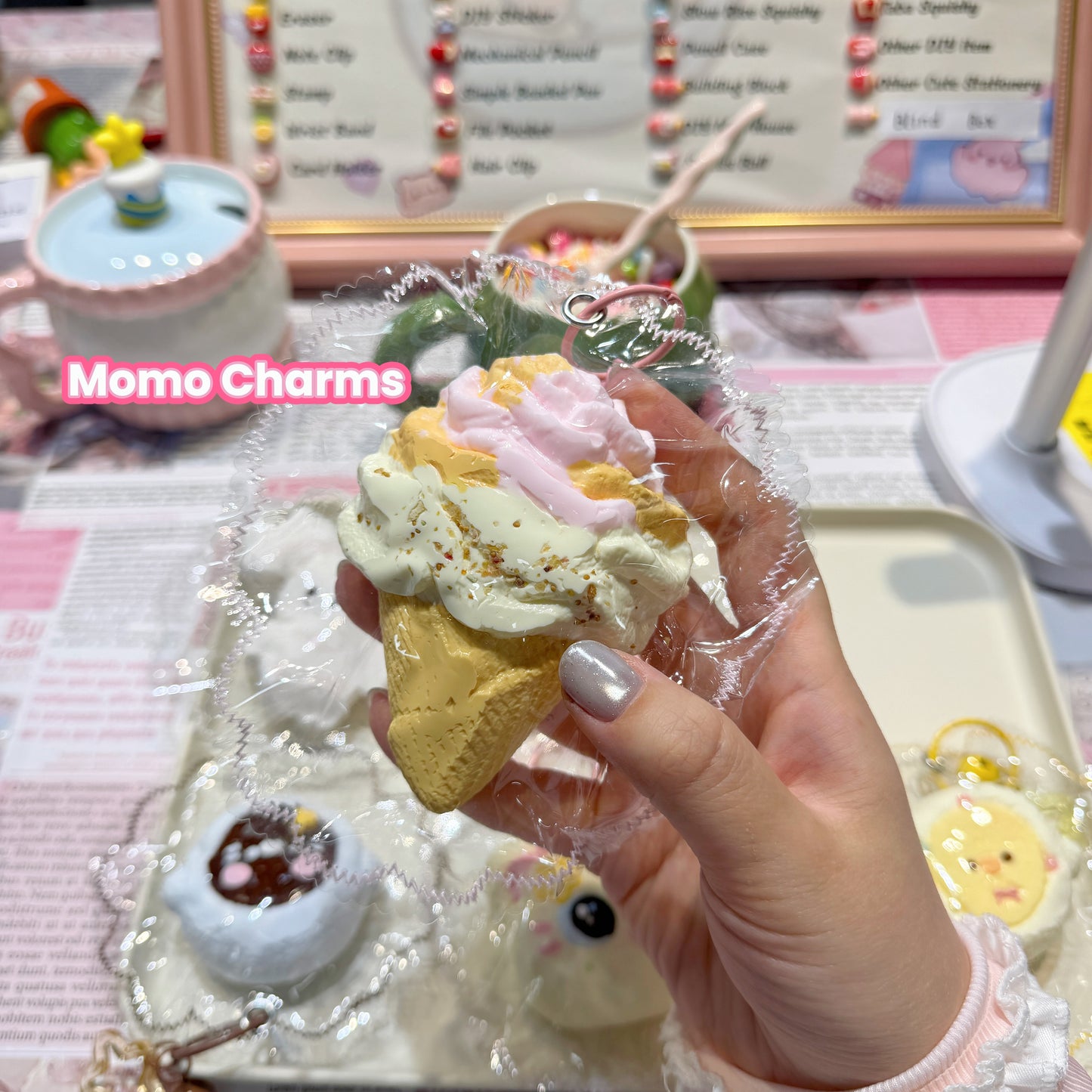 Pink & Yellow Ice Cream Silicone Squishy Toy