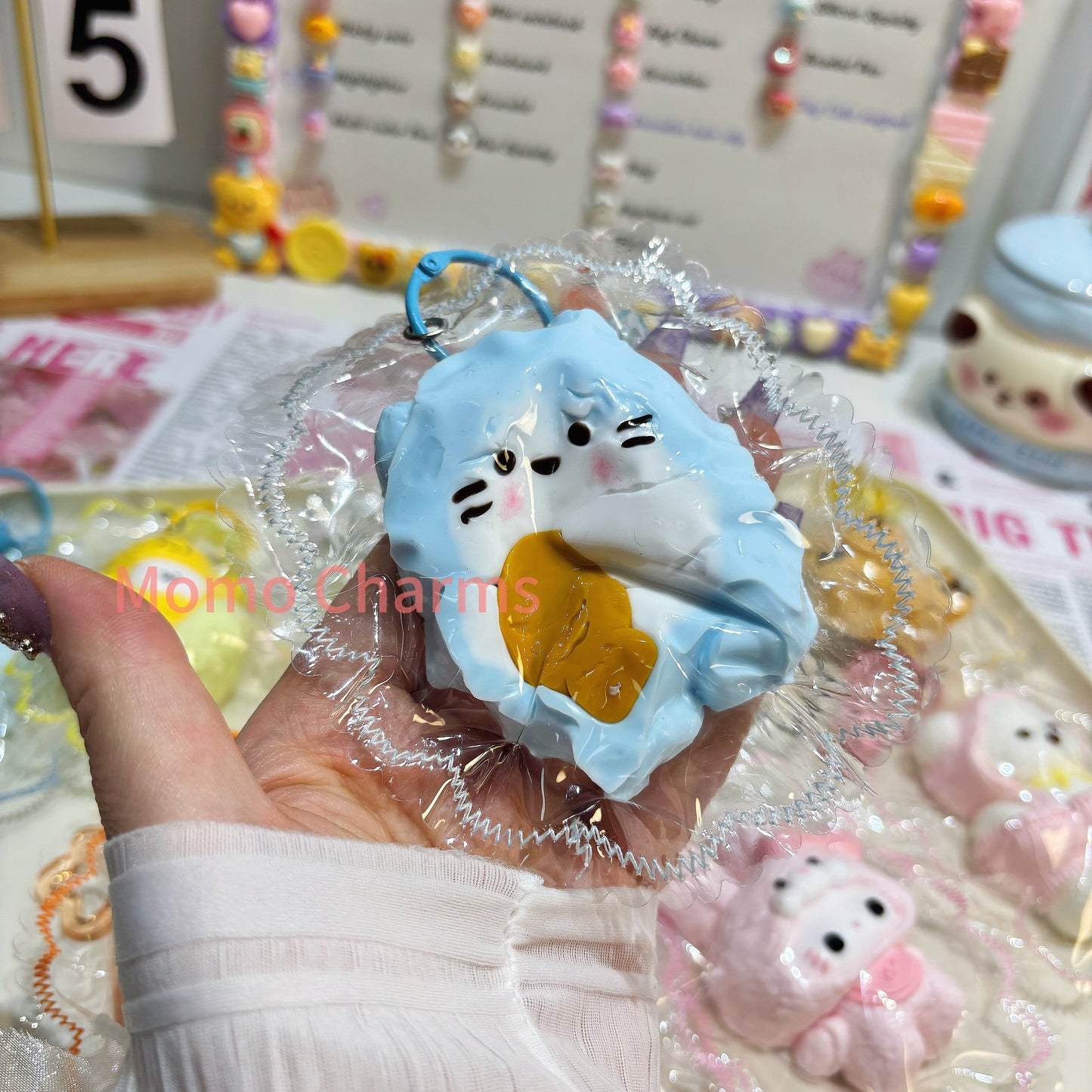 Blue Cat with Fish Taba Squishy Toy