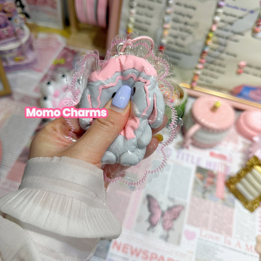 Grey Bunny with Hat Silicone Taba Squishy Toy