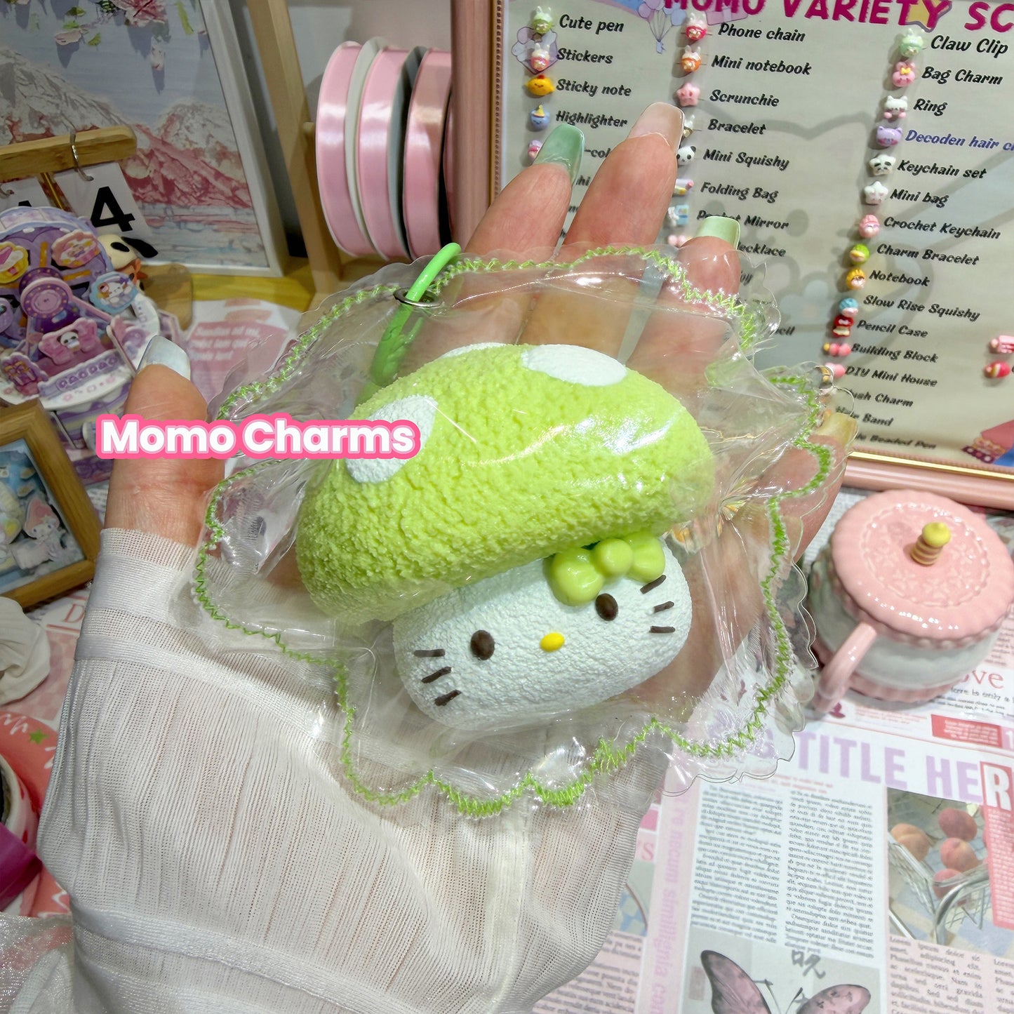 Green Mushroom Cat Silicone Squishy Toy